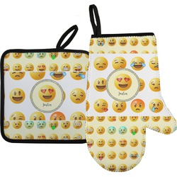 Emojis Oven Mitt & Pot Holder Set w/ Name or Text