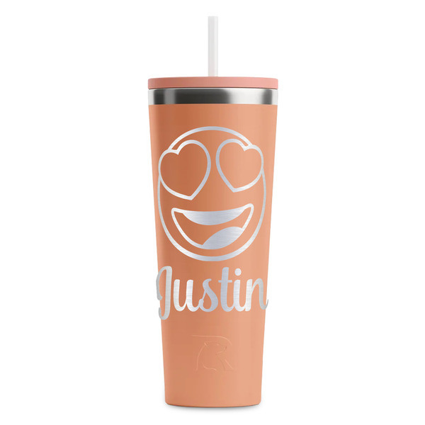 Custom Emojis RTIC Everyday Tumbler with Straw - 28oz - Peach - Single-Sided (Personalized)