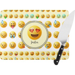 Emojis Rectangular Glass Cutting Board - Large - 15.25"x11.25" w/ Name or Text