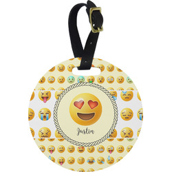 Emojis Plastic Luggage Tag - Round (Personalized)