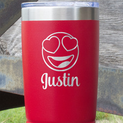 Emojis 20 oz Stainless Steel Tumbler - Red - Single Sided (Personalized)