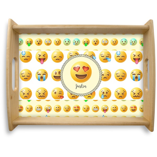 Custom Emojis Natural Wooden Tray - Large (Personalized)