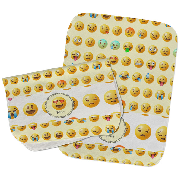 Custom Emojis Burp Cloths - Fleece - Set of 2 w/ Name or Text