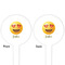 Emojis White Plastic 4" Food Pick - Round - Double Sided - Front & Back