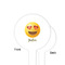 Emojis White Plastic 4" Food Pick - Round - Single Sided - Front & Back