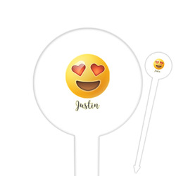 Emojis 6" Round Plastic Food Picks - White - Double Sided (Personalized)