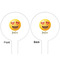 Emojis White Plastic 6" Food Pick - Round - Double Sided - Front & Back