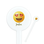 Emojis 7" Round Plastic Stir Sticks - White - Single Sided (Personalized)