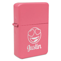 Emojis Windproof Lighter - Pink - Single Sided & Lid Engraved (Personalized)