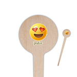 Emojis 4" Round Wooden Food Picks - Single Sided (Personalized)