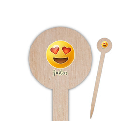 Emojis 6" Round Wooden Food Picks - Single Sided (Personalized)