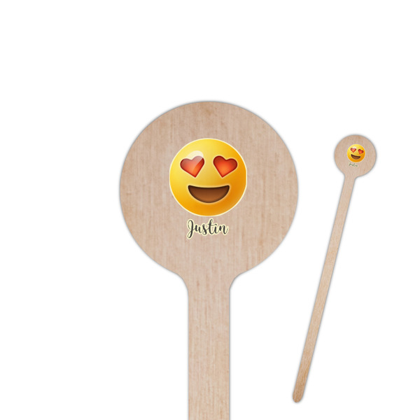 Custom Emojis 7.5" Round Wooden Stir Sticks - Single Sided (Personalized)