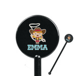 Cowgirl 5.5" Round Plastic Stir Sticks - Black - Double Sided (Personalized)