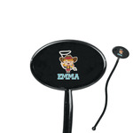 Cowgirl 7" Oval Plastic Stir Sticks - Black - Double Sided (Personalized)