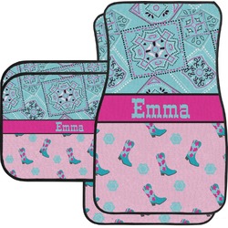 Cowgirl Car Floor Mats Set - 2 Front & 2 Back (Personalized)