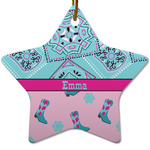 Cowgirl Star Ceramic Ornament w/ Name or Text