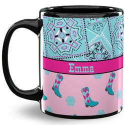 Cowgirl 11 Oz Coffee Mug - Black (Personalized)