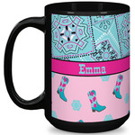 Cowgirl 15 Oz Coffee Mug - Black (Personalized)