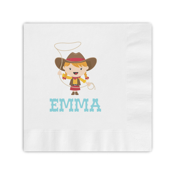 Custom Cowgirl Coined Cocktail Napkins (Personalized)