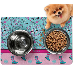 Cowgirl Dog Food Mat - Small w/ Name or Text