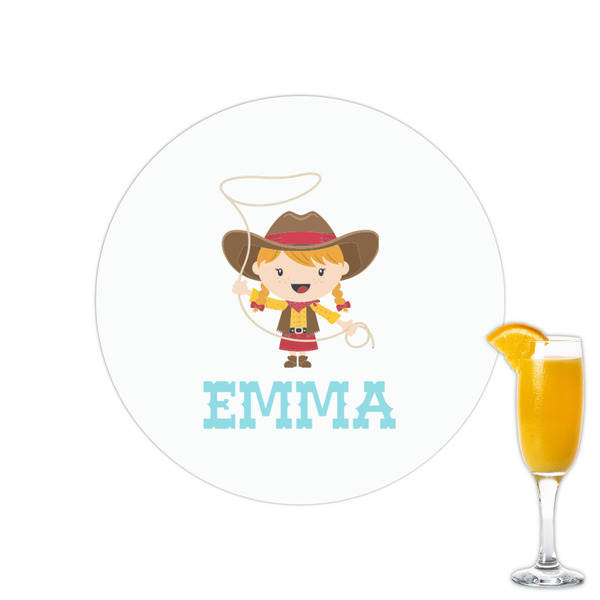 Custom Cowgirl Printed Drink Topper - 2.15" (Personalized)