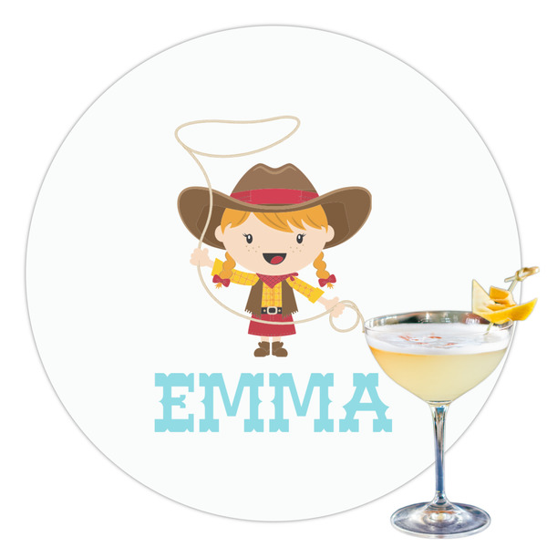 Custom Cowgirl Printed Drink Topper - 3.5" (Personalized)