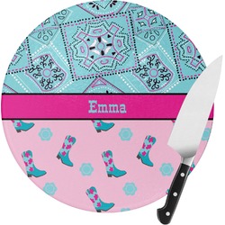 Cowgirl Round Glass Cutting Board (Personalized)