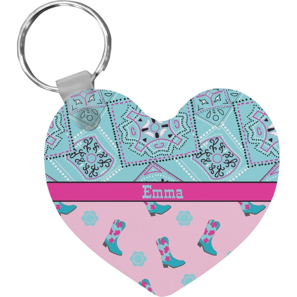 Custom Cowgirl Heart Plastic Keychain w/ Name or Text