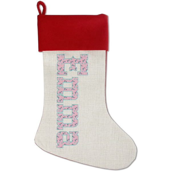 Custom Cowgirl Red Linen Stocking (Personalized)