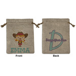 Cowgirl Medium Burlap Gift Bag - Front & Back (Personalized)