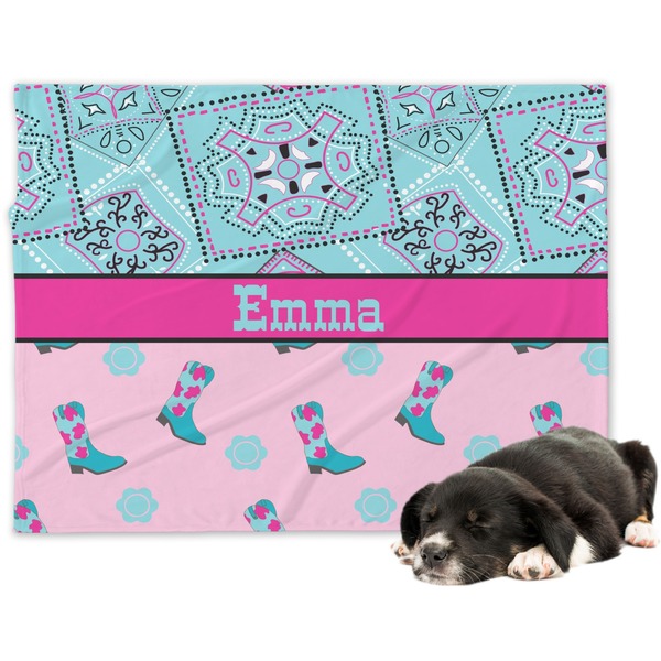 Custom Cowgirl Dog Blanket - Large (Personalized)