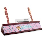 Cowgirl Red Mahogany Nameplate with Business Card Holder (Personalized)