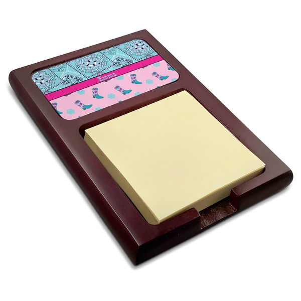 Custom Cowgirl Red Mahogany Sticky Note Holder (Personalized)