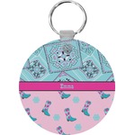 Cowgirl Round Plastic Keychain (Personalized)