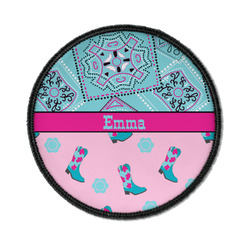 Cowgirl Iron On Round Patch w/ Name or Text