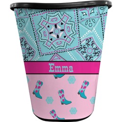 Cowgirl Waste Basket - Single Sided (Black) (Personalized)