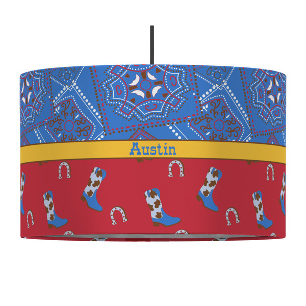 Custom Cowboy 12" Drum Pendant Lamp - Fabric (Personalized)