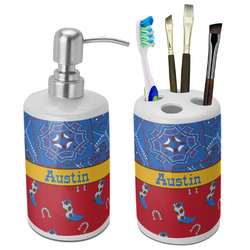 Cowboy Ceramic Bathroom Accessories Set (Personalized)