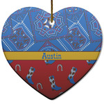 Cowboy Heart Ceramic Ornament w/ Name or Text