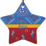 Cowboy Star Ceramic Ornament w/ Name or Text