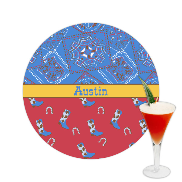 Custom Cowboy Printed Drink Topper -  2.5" (Personalized)