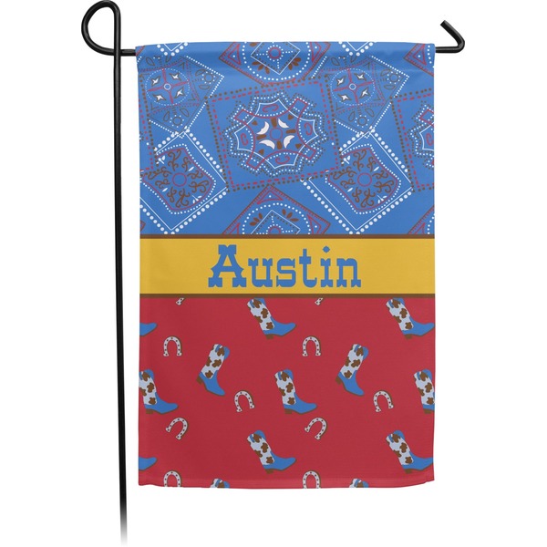 Custom Cowboy Small Garden Flag - Double Sided w/ Name or Text