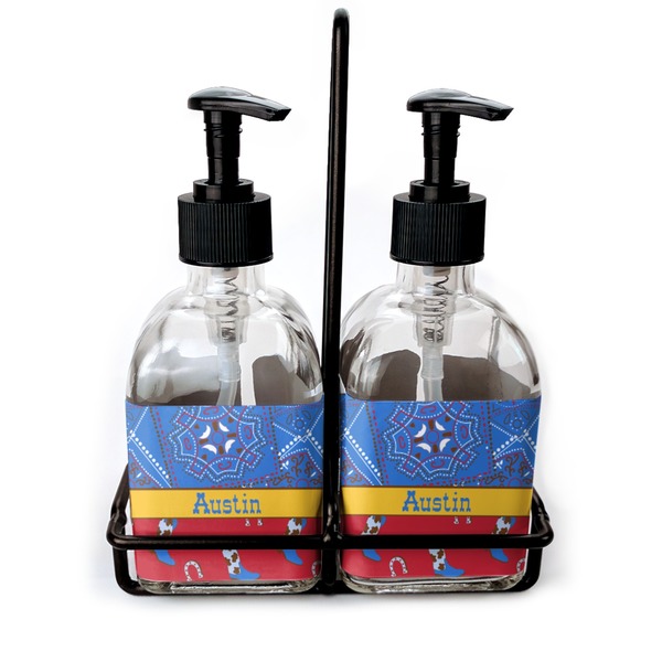 Custom Cowboy Glass Soap & Lotion Bottle Set (Personalized)