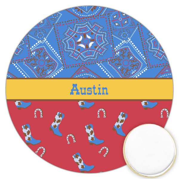 Custom Cowboy Printed Cookie Topper - 3.25" (Personalized)