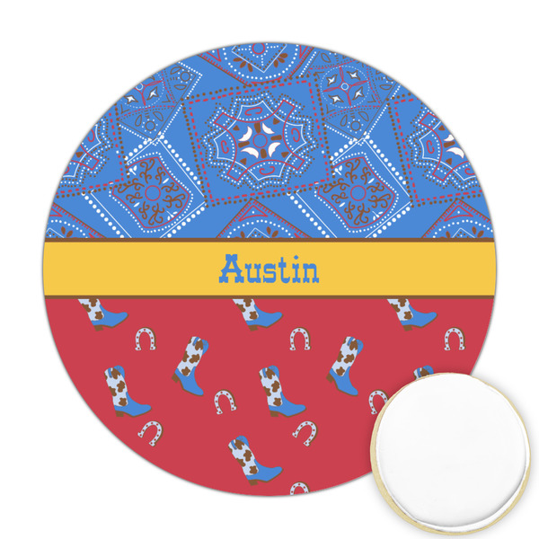 Custom Cowboy Printed Cookie Topper - Round (Personalized)