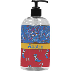 Cowboy Plastic Soap / Lotion Dispenser (16 oz - Large - Black) (Personalized)
