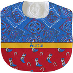 Cowboy Velour Baby Bib w/ Name or Text