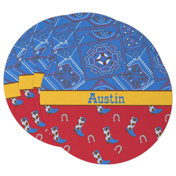 Custom Cowboy Round Paper Coasters w/ Name or Text