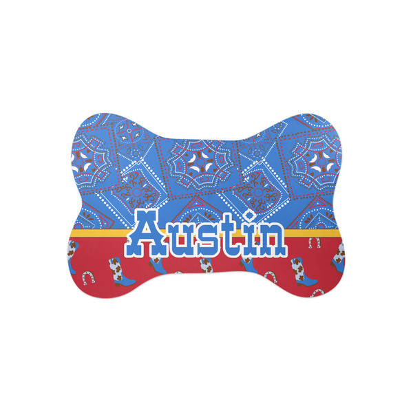 Custom Cowboy Bone Shaped Dog Food Mat (Small) (Personalized)