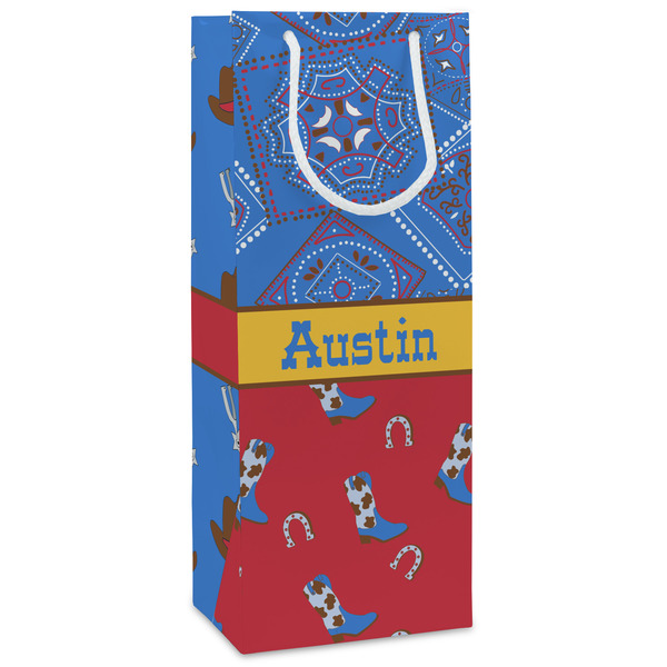 Custom Cowboy Wine Gift Bags - Matte (Personalized)